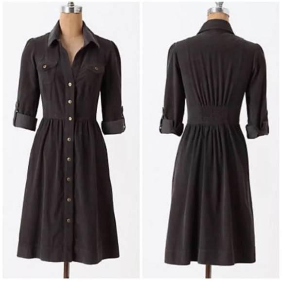 black corduroy shirt dress